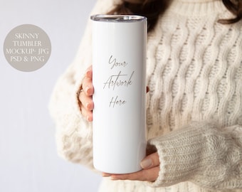 Skinny Tumbler Digital Mockup - JPG-, PSD- und PNG-Dateien