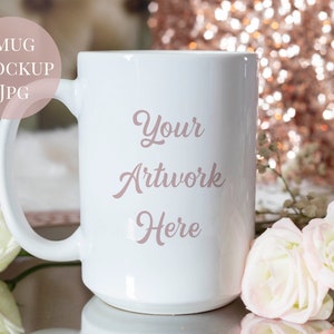 15oz Mug mockup Photo- Rose gold - DIGITAL - JPG file