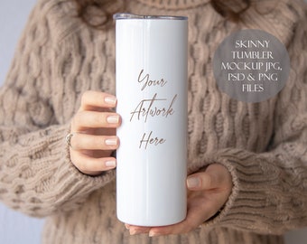 Skinny Tumbler Digital Mockup - JPG, PSD (Smart Objekt) und PNG Dateien