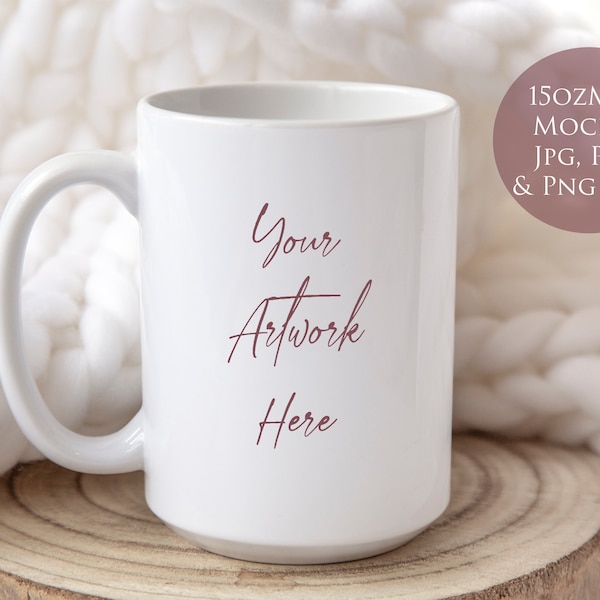 15 oz Mug mockup Neutral colors - whites -JPG, PSD with smart object and PNG file