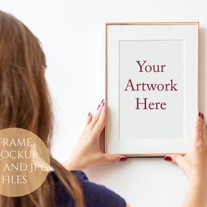 Rose Gold Rahmen Mock-up Stil Bild - JPG und PSD mit Smart-Objekt-Dateien
