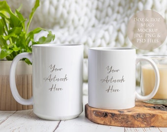 15oz & 11oz Mug mockup -JPG, PSD (Smart object) and  PNG files