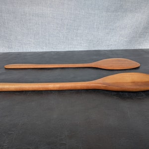 Hand Carved Cherry Wood Spoon and Spatula Set Wooden utensil set Kitchen tools Chef gift Wood Salad Tongs image 6