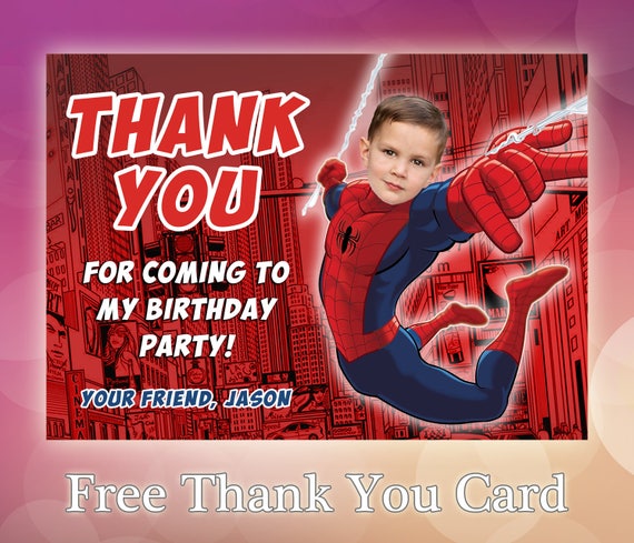 Invito di compleanno di Spiderman con foto / Invito di Spiderman / Invito  di Spiderman / Festa di Spiderman / Inviti di Spiderman / SP02 -  Italia