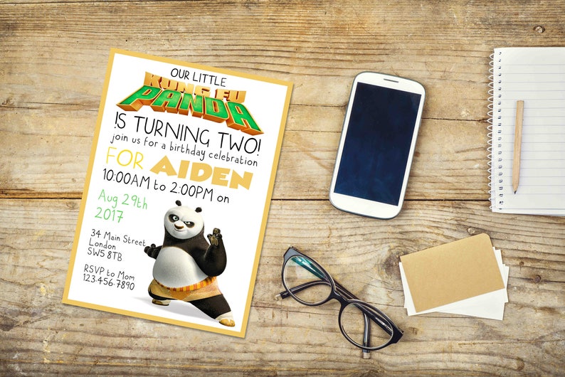 Kung fu Panda Invitation / Kung fu Panda Birthday Invitation / Kung fu Panda Party invitation / Birthday Invite / KP05 image 3