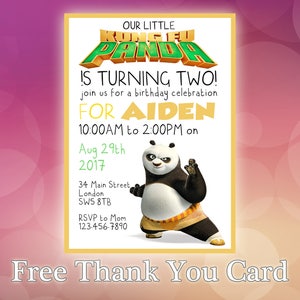 Kung fu Panda Invitation / Kung fu Panda Birthday Invitation / Kung fu Panda Party invitation / Birthday Invite / KP05 image 1