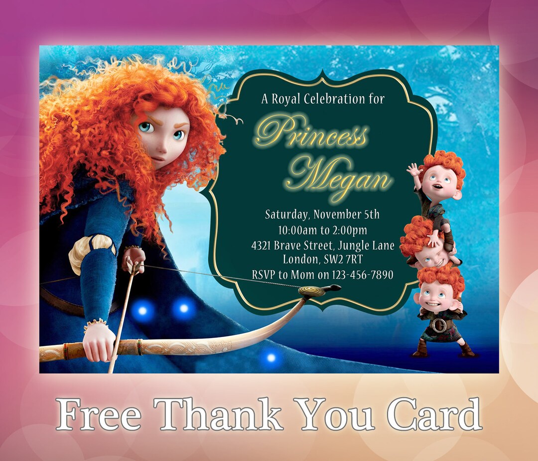 Brave Invitation Merida / Princess Merida Invitation / Princess Merida ...