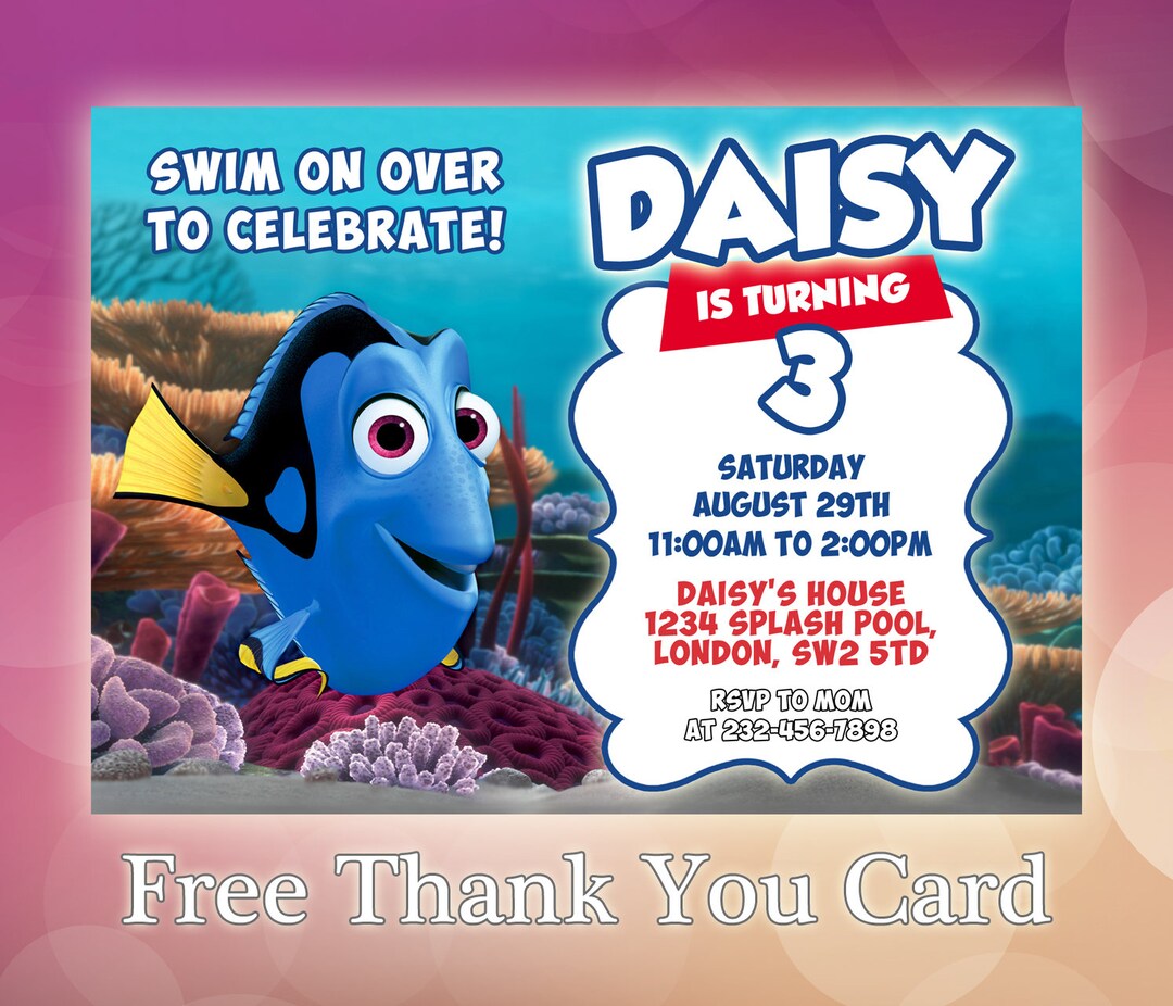 Finding Dory Invitations / Finding Dory Invite / Finding Dory - Etsy