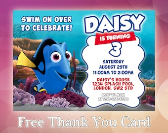 Finding Dory Invitations / Finding Dory Invite / Finding Dory Birthday / Finding Dory Party / Finding Dory Custom Invite / FD04