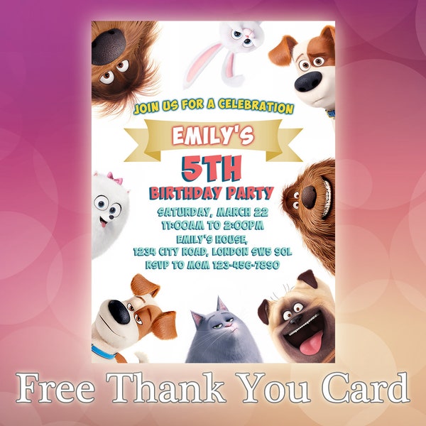 The Secret Life of Pets Invitation / The Secret Life of Pets Birthday Party / Pets Invitation / Dog Invite / SL03