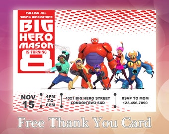 Big Hero 6 Invitation / Big Hero 6 Invite / Big Hero 6 Birthday / Big Hero Party / Custom Big Hero Invitation / Big Hero 6 Printable / BH04