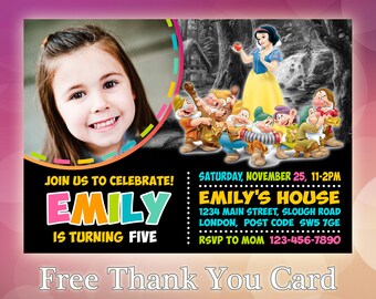 Snow White Invitation / Snow White Birthday / Princess Invitation / Snow White Photo Invite / Disney Snow White Theme Party / SW01