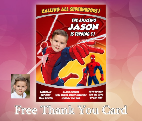 Invitation Anniversaire Spiderman Avec Photo Invitation Etsy Invitation Anniversaire Spiderman Avec Photo Invitation Etsy