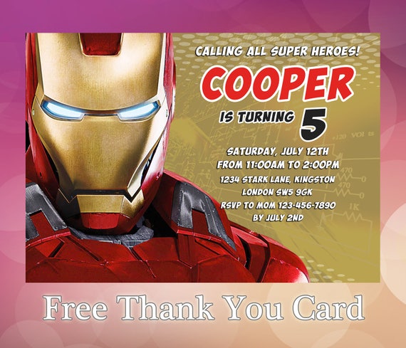 Ironman Invitation Ironman Anniversaire Fete Ironman Etsy Canada