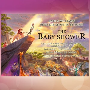 Lion King Digital Baby Shower Invitations Personalised / Lion King Invitation / Simba, Boy Baby Shower Party / A King is Born / LK01