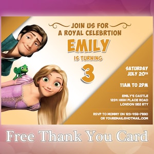 Tangled Invitation / Rapunzel Birthday Invitation / Disney Princess Invitation / Personalised / TG05 image 1