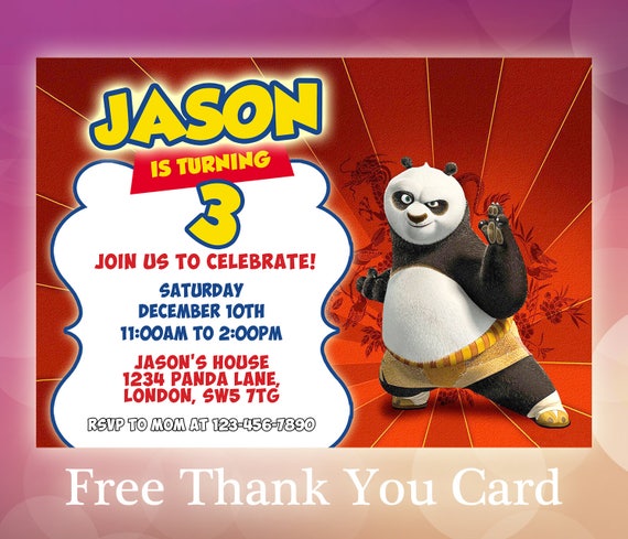 Kung Fu Panda Invitation Invitation Danniversaire De Kung Etsy France
