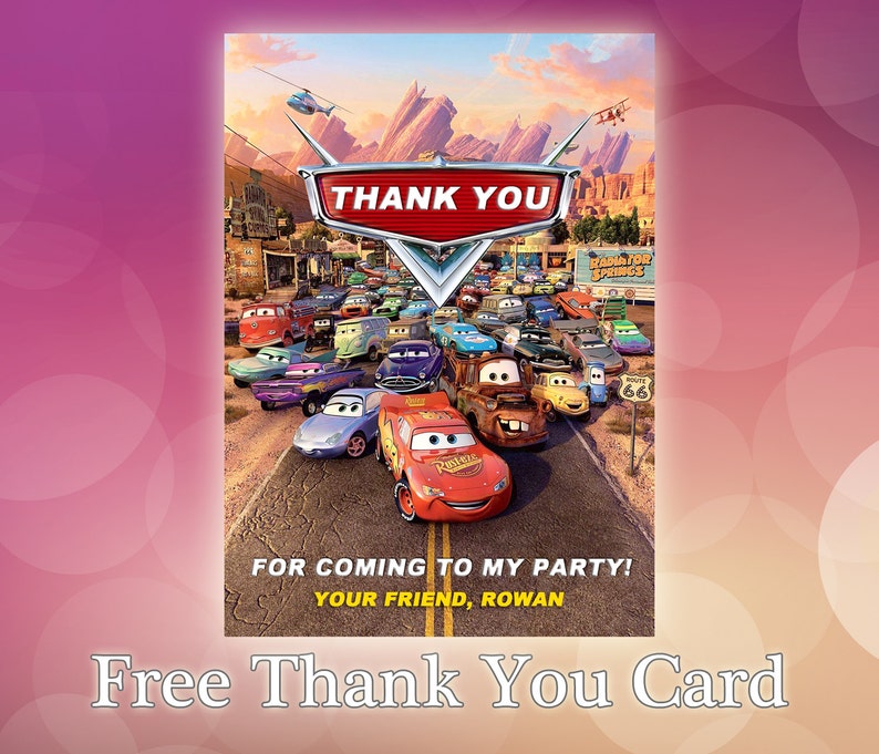 Disney Cars Invitation / Personalised Birthday Invite / Kids Birthday Party / Pool Party / CR10 image 2