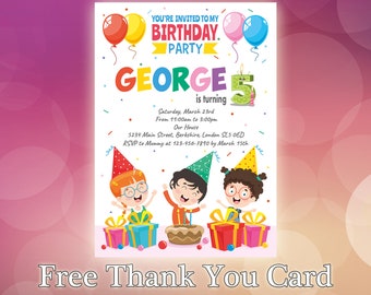 Kids Birthday Invitation / Kids Birthday Invite / Kids Invitation / Personalised Invitation / Pool Birthday Party / KP01