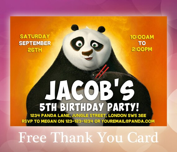 Kung Fu Panda Invitation Kung Fu Panda Birthday Invitation Etsy
