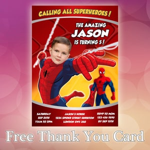 Spiderman Birthday Invitation with Photo / Spiderman Invitation / Spiderman Invite / Spiderman Party / Spiderman Invitations / SP02 image 3