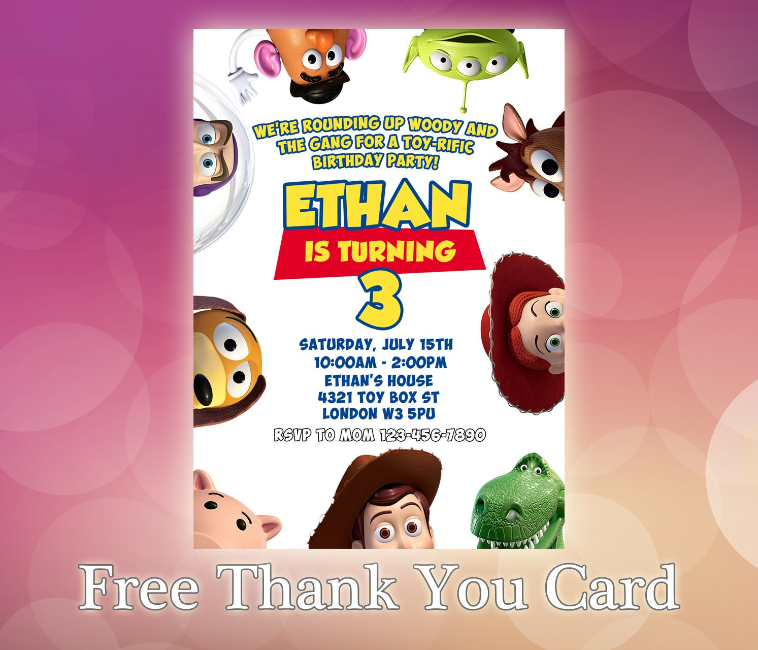 Toy Story Invitation / Toy Story Birthday Invitation / Toy Story Wood…
