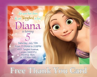 Rapunzel Invitation / Rapunzel Birthday Invitation / Rapunzel Party Invite / Disney Princess Invitation / Tangled Invitation / TG01