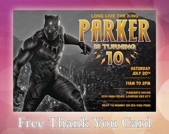 Black Panther Invitation / Black Panther Movie Invitation / Black Panther Invite / Black Panther Party / Black Panther Birthday Party / BP02