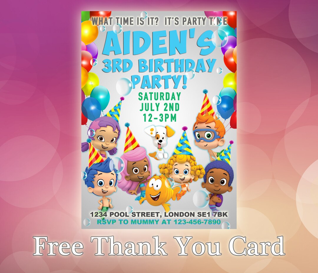 Bubble Guppies Invitation / Personalised Birthday Invite / Kid Birthday ...