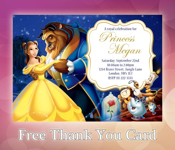 Bellezza E Linvito Di Compleanno Di Bestia La Bella E La Bestia Belle Compleanno Compleanno Disney Compleanno Invita Bb01