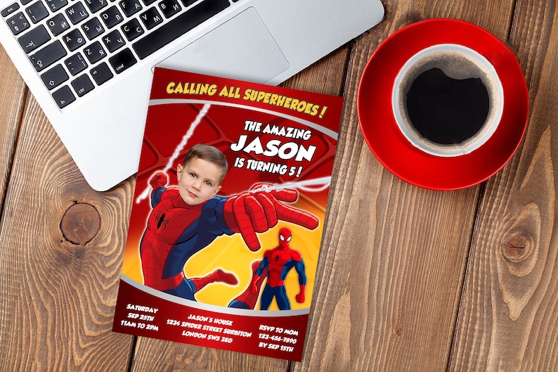 Spiderman Birthday Invitation with Photo / Spiderman Invitation / Spiderman Invite / Spiderman Party / Spiderman Invitations / SP02 image 4