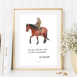 Biglietto Din A 5 Artprint Poster “The Art of Riding” Acquerello, Stampa artistica Charlotte Löwenherz 2, Reynvoet Citazione “L'unico pezzo di cui hai bisogno..”