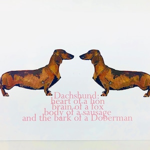 Karte Din A5 "Dackel“ Kunstdruck Art Print Druck Poster Miniposter Kinderzimmerbild Bild Aquarell Digitalprint Dachshund Hund