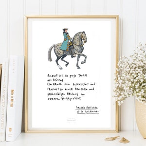 Karte Din A 5 Artprint Kunstdruck Guérinière Zitat und Illustration Print Digitalprint Klassische Reitkunst Dressur Geschenk Pferd