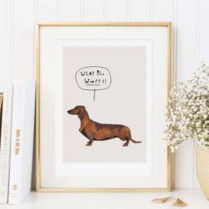 Karte Din A5 "Dackel“ Kunstdruck Art Print Druck Poster Miniposter Kinderzimmerbild Bild Aquarell Digitalprint Dachshund Hund