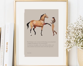 Karte Din A 5 Kenzie Dysli und Archimedes Artprint Kunstdruck Print Digitalprint Pferd  Freiheitsdressur horsemanship Dressur Dekoration