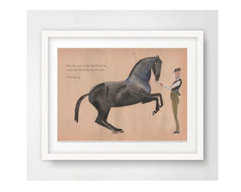 Kunstdruck Din A 4, "B. Branderup 2", Aquarell, Print Druck Illustration Dekoration Bild horsemanship Art of riding Freiheitsdressur
