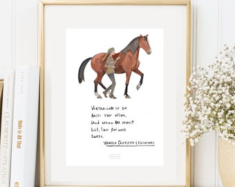 Card Din A 5 Artprint Poster "The Art of Riding" Watercolor, Art Print Charlotte Löwenherz 3, Quote "Trust is the basis..." Equestrian Art
