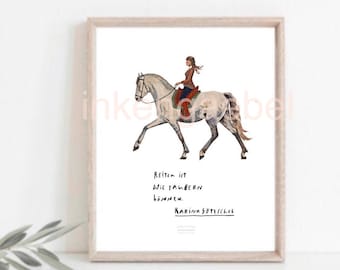 Card Artprint Poster various formats Watercolor, Art Print Digital Print Horse Picture Decoration Poster Riding Equestrian Art Karina Götzschel