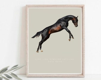 Din A5 Artprint Birthday Card Print Horse Picture Riding Horse ‘Life like someone left the gate open’ Equestrian Art Horse Picture with Envelope
