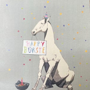 Biglietto di compleanno "Cavallo", biglietto pieghevole DIN A 5 con busta, biglietto pieghevole amorevole, delicato acquerello con scritta "Happy Brush"