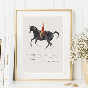 Karte Din A 5 Artprint Poster DinA5 Wolfgang Krischke Zitat Aquarell, Kunstdruck Digitalprint Pferd Bild Dekoration Poster Reiten Reitkunst