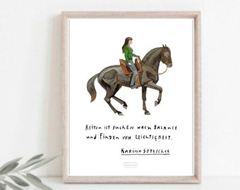 Card Din A 5 Artprint Poster Watercolor, Art Print Digital Print Horse Picture Decoration Poster Riding Equestrian Art Karina Götzschel 2