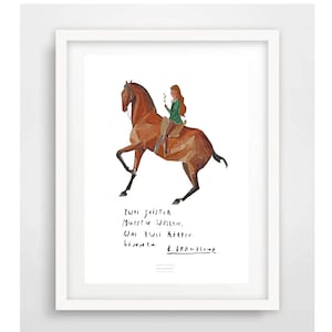 Cartão Din A 5 Artprint Poster DinA5 "A Arte de Equitação", aquarela "Bianca Groen", impressão artística equitação liberdade adestramento equitação