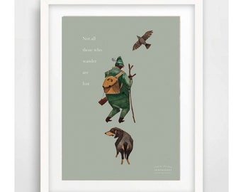 Jäger Art Print Card "not all those who wander are lost" in Din A5