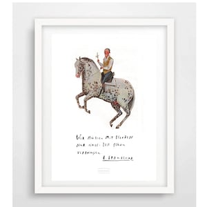 Carta Din A 5 Artprint Poster DinA5 "The Art of Riding", acquerello "Branderup with Filur", stampa d'arte