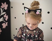 Black cat ears headband- halloween black cat ears- baby halloween cat ears headband- adult halloween cat ears headband- black cat felt ears