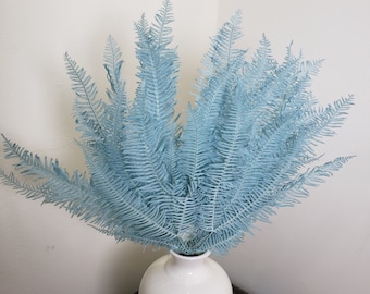 Preserved Mountain Fern Leaf in Baby Blue Color, Preserved Leaves Pack, DIY Floral Arrangement, DIY Home Décor, Vase Bouquet