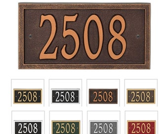Personalized Address Plaque - Custom Address Sign - Cast Aluminum Metal House Number Sign Displays Up To 5 Numbers