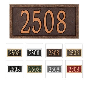 Personalized Address Plaque - Custom Address Sign - Cast Aluminum Metal House Number Sign Displays Up To 5 Numbers